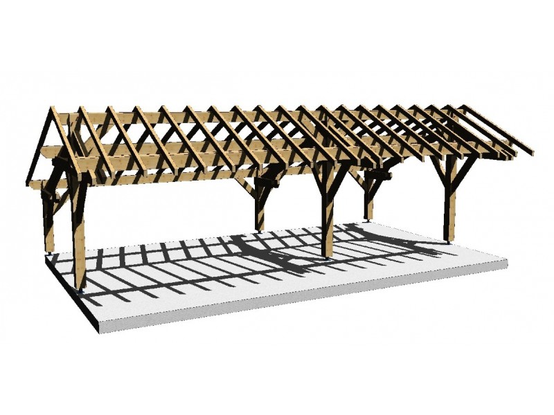 Construction d'un abri carport en bois pour 3 voitures à Aix-en-Provence 13  avec une couverture en tuiles canal style provençal - Fabrication  Aménagements Extérieurs en Bois Aix-en-Provence - Les Ateliers du Cèdre ®